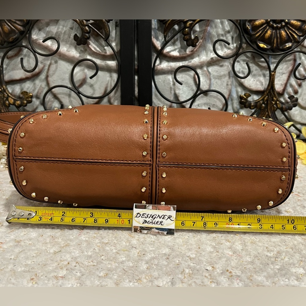 MICHAEL KORS Astor Re-Edition Leather Pouchette Bag Luggage Brown EUC! - Picture 6 of 11